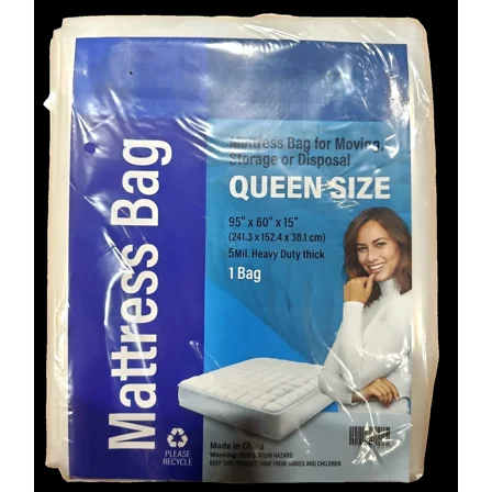 Mattress Bag For Moving And Storage Extra Thick Protection 5 Mil. Queen Size