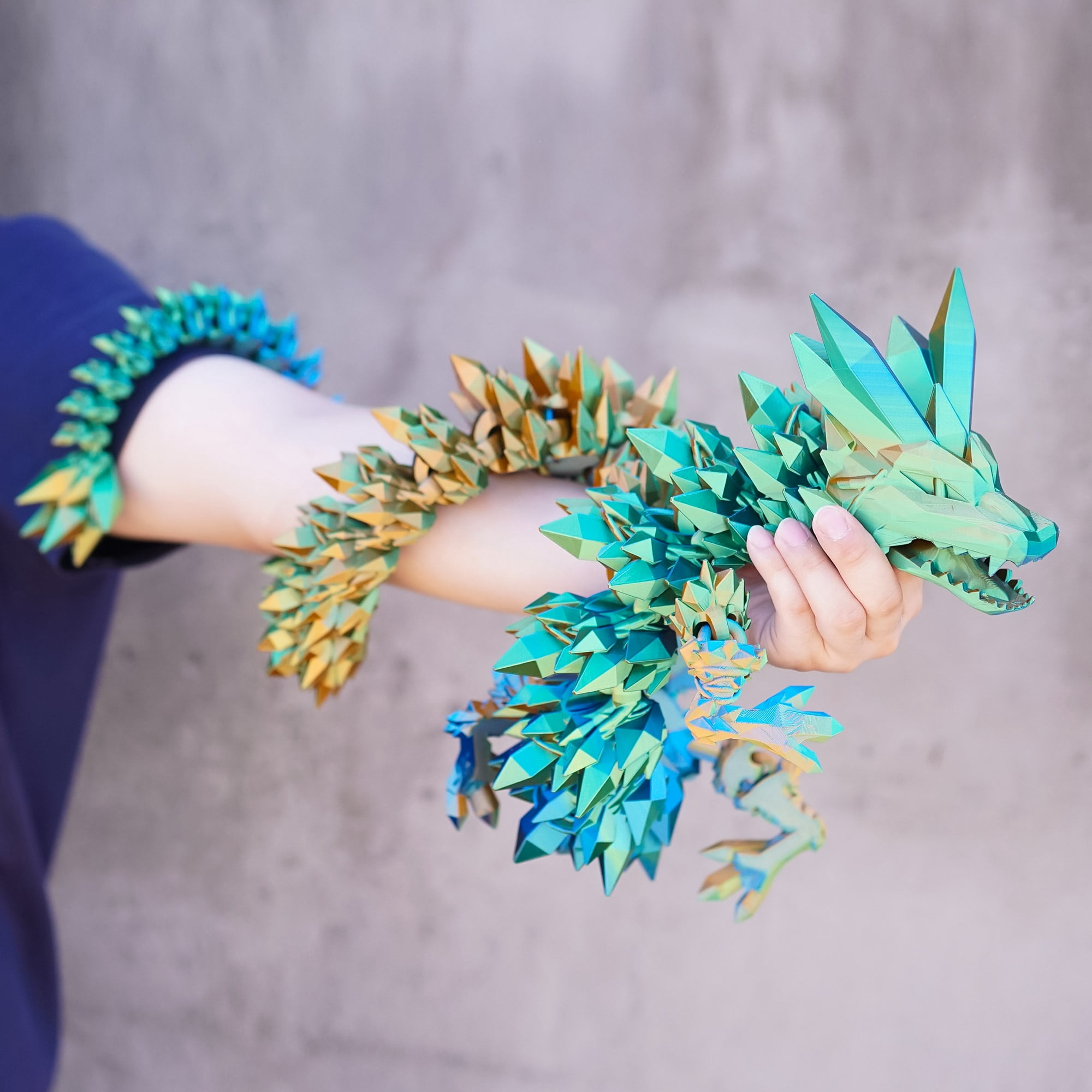48.82inch 3D Printed Crystal Dragon,Flexible Joint Animal lacertid Figurines,Realistic Eyes, Home Office Decor,Fidget Toy for Adults Teens Boy Festival Gifts