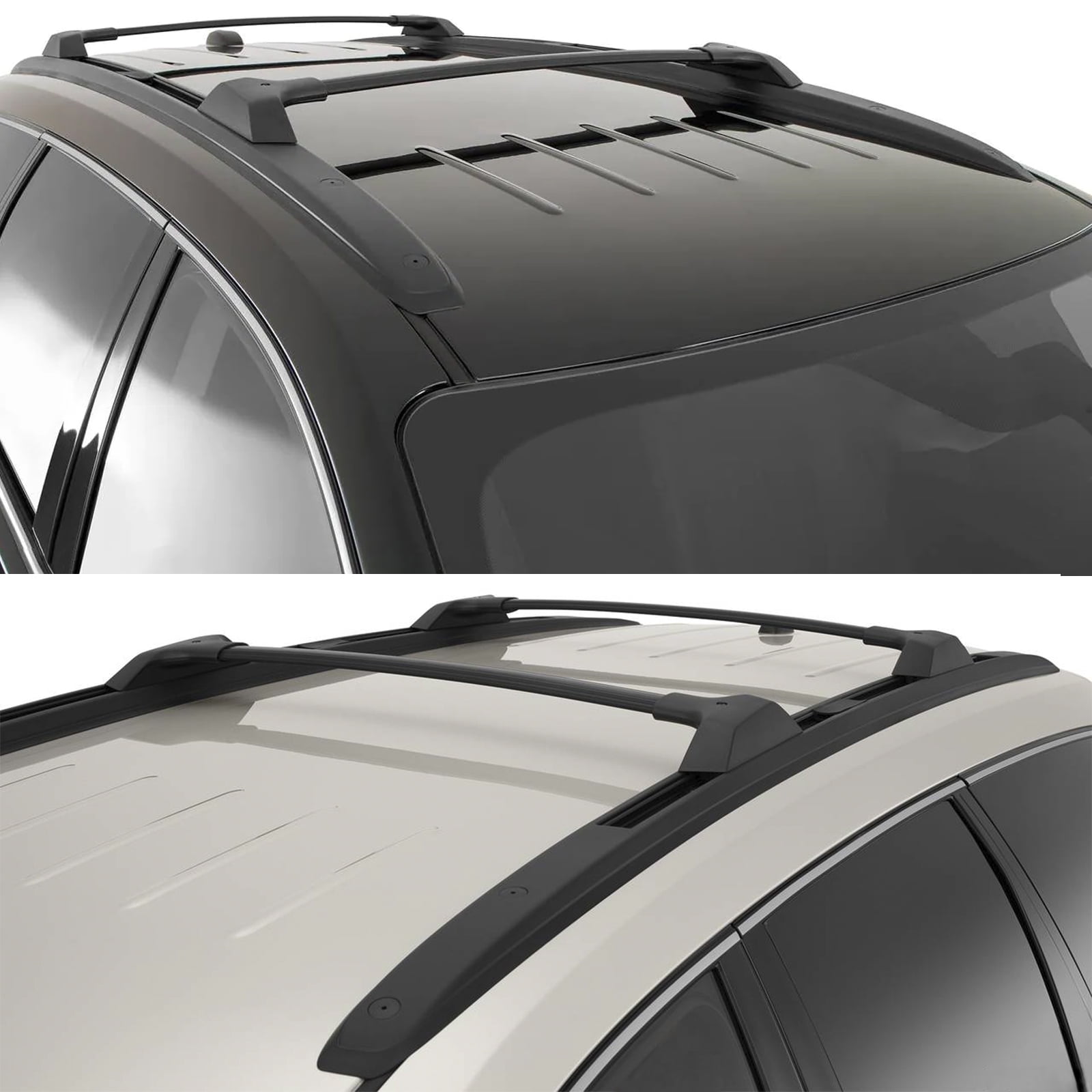 Ikon Motorsports Compatible with 09-17 Chevy Traverse OE Style Roof Rack Rail Cross Bar Carrier Black