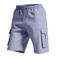thumbnail image 6 of Relaxed Fit Cargo Shorts for Men with Deep Side Pockets - Elastic Waist Drawstring Casual Walking Shorts - Lightweight Quick-Dry Utility Work Shorts for Summer Light Purple M, 6 of 9