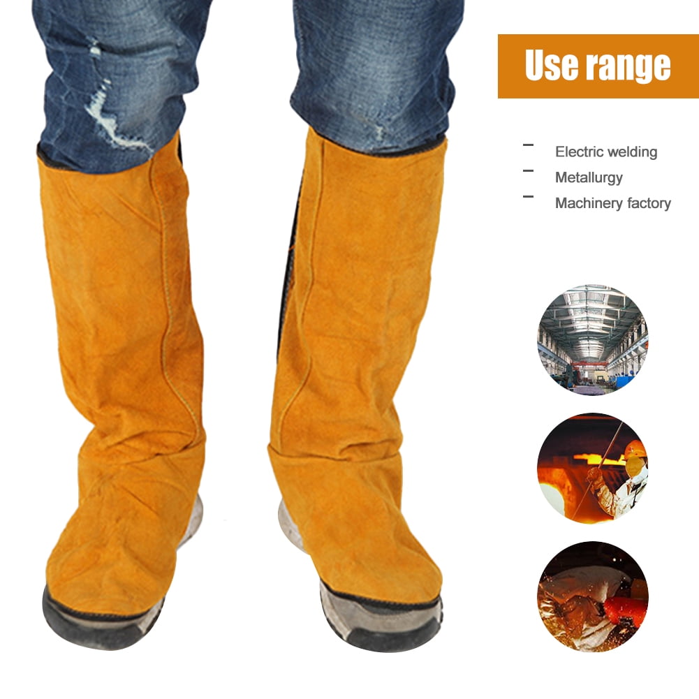 Durable Leather Foot Protector Mens Flame Retardant Welders Welding Safety Boots