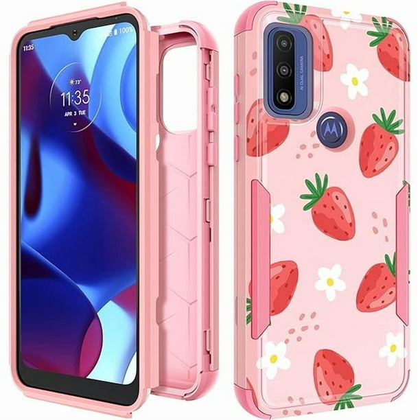 wonima11 for Motorola Moto G Pure/G Power 2022 Case/G Play 2023 Case,Women Girls Cute Strawberry Style Heavy Duty Military Grade Protctive Shockproof G Pure/G Power 2022/G Play 2023 Hard Phone Cases