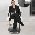 thumbnail image 3 of Heavy-Duty Barber Chair with Hydraulic Pump, 50-60cm Seat Height, Electroplated Stainless Steel Frame, Anti-Slip Base, for Hair Salons/Nail Studios/Malls, 3 of 18