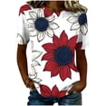 thumbnail image 6 of qucoqpe Patriotic 4th of July Shirts for Women Flag Print Crewneck Short Sleeve Independence Day Tops Summer Graphic Tees, 6 of 6