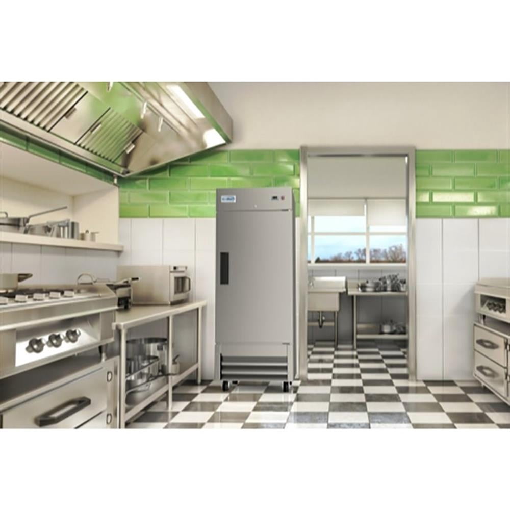Pemberly Row 29" 1 Door Stainless Steel Upright Reach-In Freezer in Silver