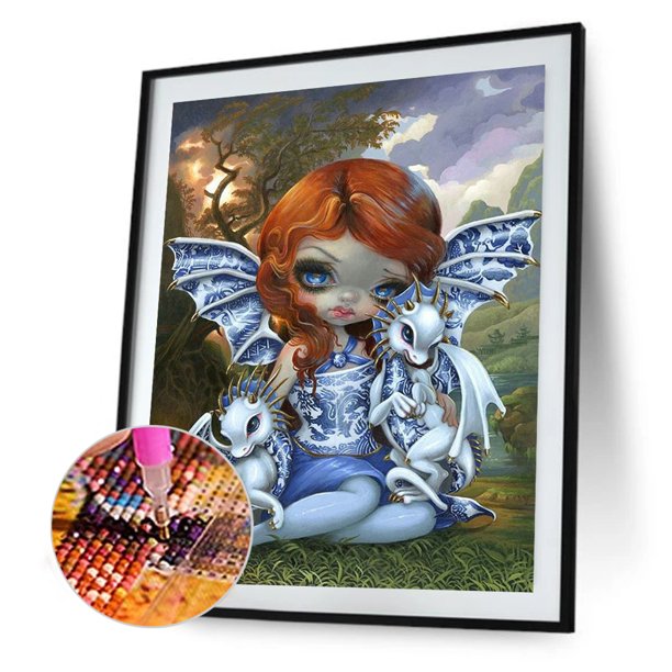 Cuadros Decorativos Kit de mosaico redondo completo de muñeca de ojo grande DIY de pintura de diamante de resina 5D (B081) Sywqhk Nuevos Originales