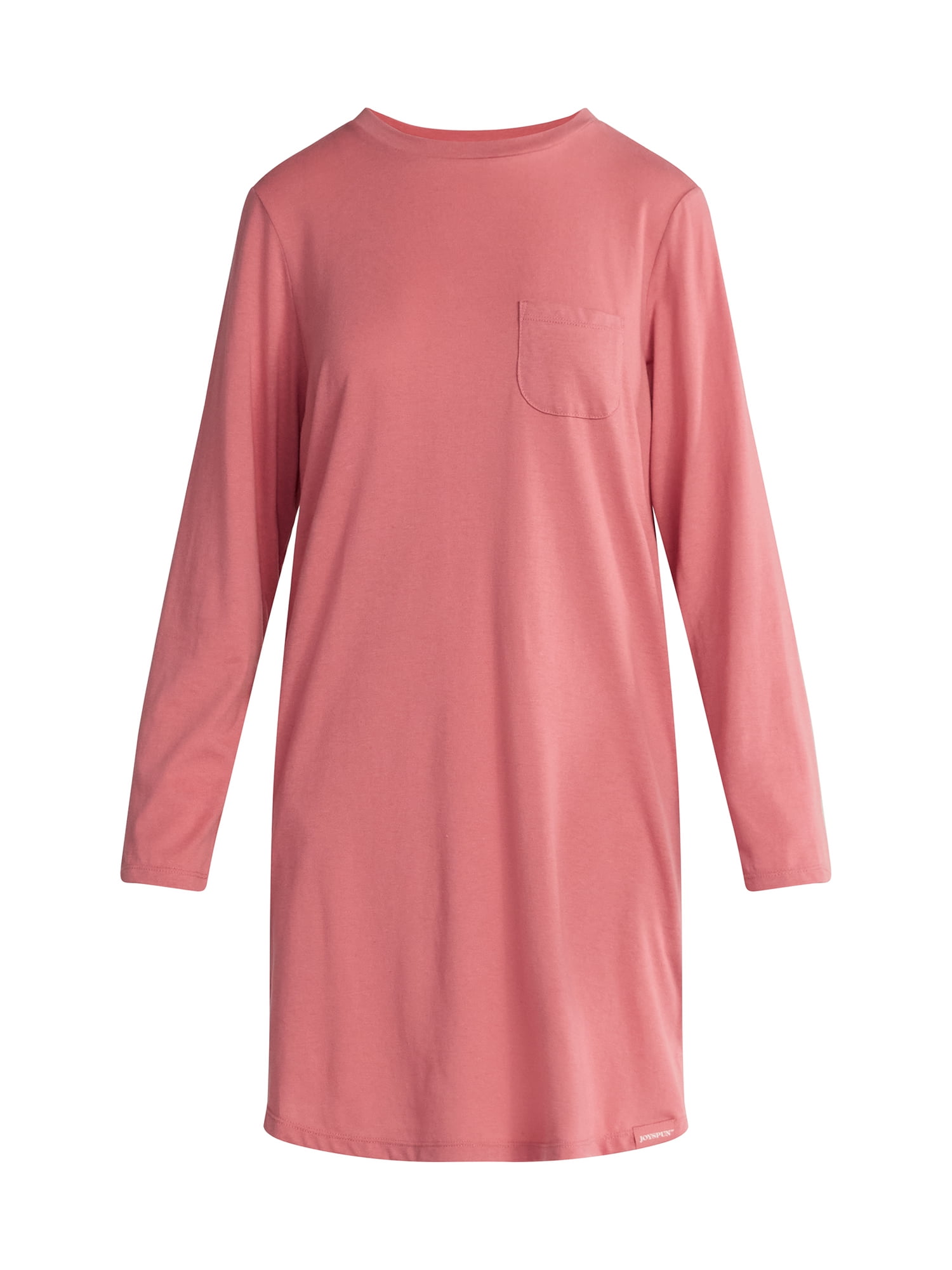 Joyspun Women’s Cotton-Blend Jersey Sleepshirt with Long Sleeves, Sizes XS-3X