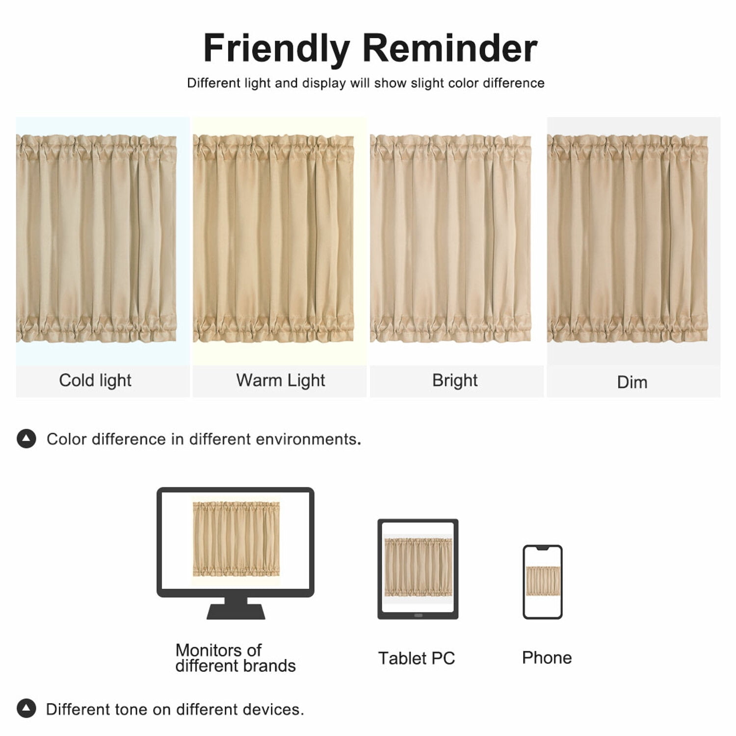 PiccoCasa 1 Panel Door Curtains Home Blackout Window Curtains, Khaki W54" x L40"