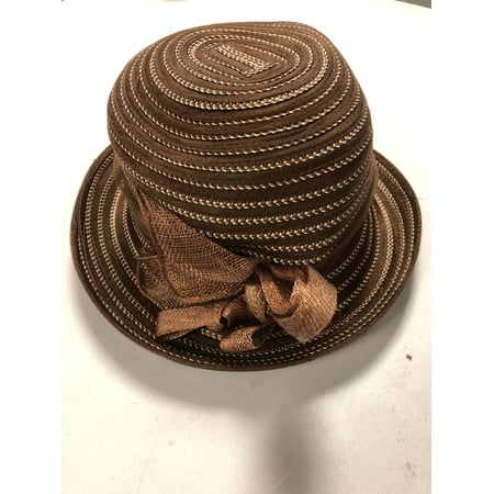 Cejon Accessories Cloche Hat with Bow Detail (One Size, Brown)
