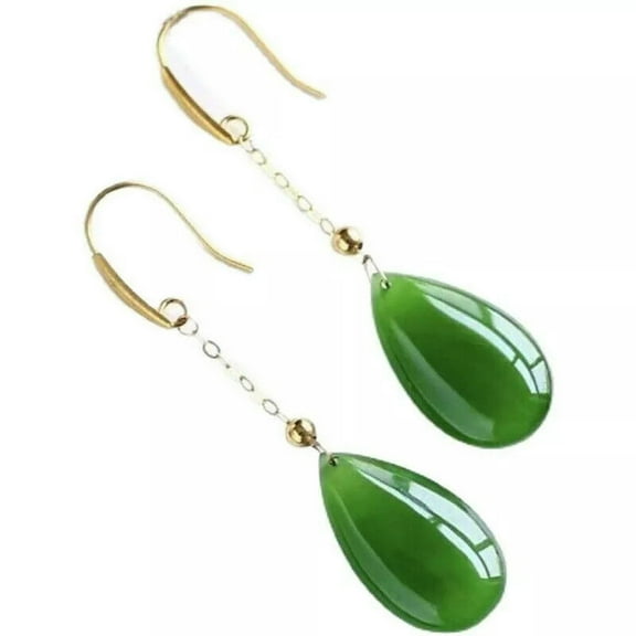 HOOUN Jade Water Drop Earrings Luxury Jewelry Women Natural Vintage 925 Silver Green