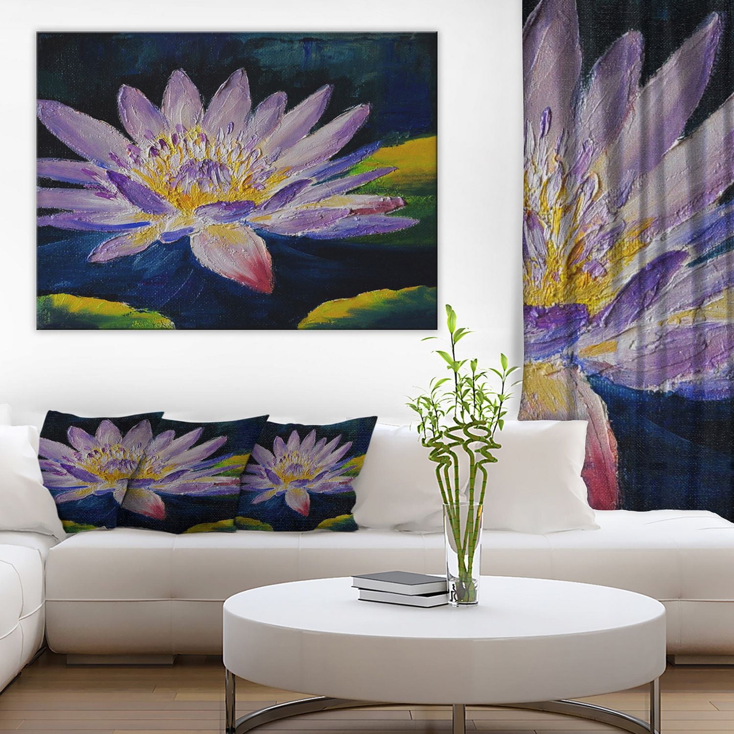 Design Art Purple Lotus Flower Canvas Print