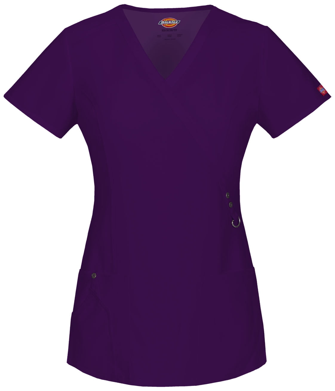 Dickies Xtreme Stretch Medical Scrubs Top for Women Mock Wrap Plus Size 85956, 2XL, Eggplant
