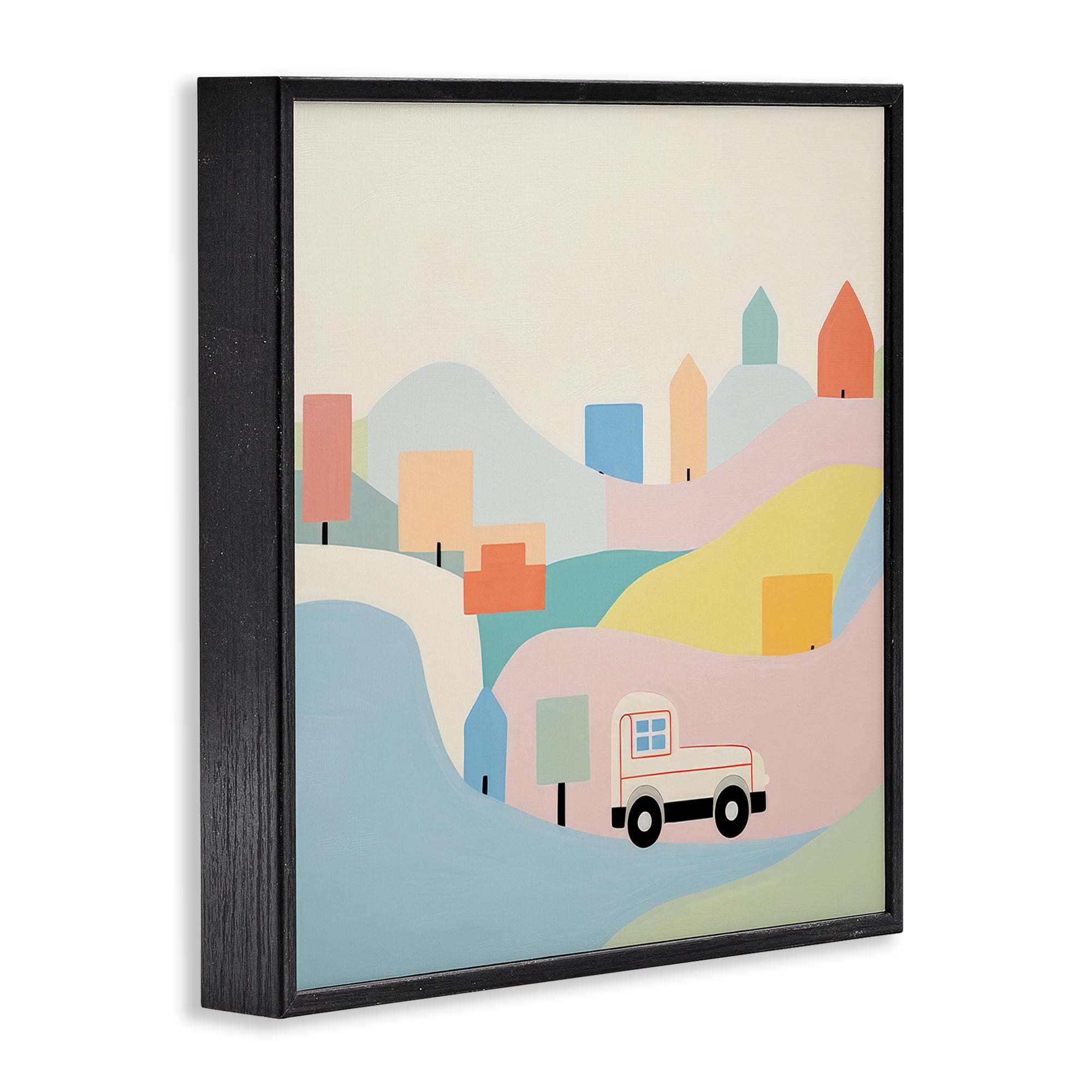 Stupell Industries Pastel Imaginative Scene Landscape Painting Black Framed Art Print Wall Art, 24 x 24