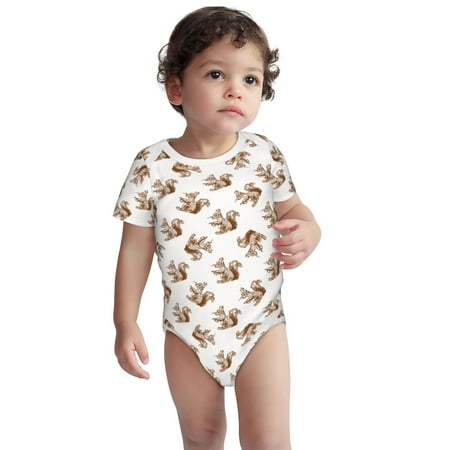 

Fotbe Retro Squirrel Pattern Unisex-baby Short-sleeve Bodysuit Short Sleeve Bodysuits One-piece 100% Organic Cotton for Infant Baby Boys Unisex-6 Months