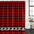 thumbnail image 3 of Red Black Plaid Waterproof Fabric Shower Curtain,Country Vintage Bear Buffalo Gingham Waterproof Fabric Shower Curtain for Bathroom Curtains Bathtubs Hotel Shower Curtains with 12 Hooks Stall 54x78in, 3 of 8