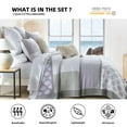 thumbnail image 3 of PANGUSHAN 100% Cotton Quilt Set King Size, 3pcs Patchwork Floral Bedspread Quilt Bedding Set for King Bed, Reversible Lightweight Comforter Bed Spread, Purple/Gray, 3 of 11