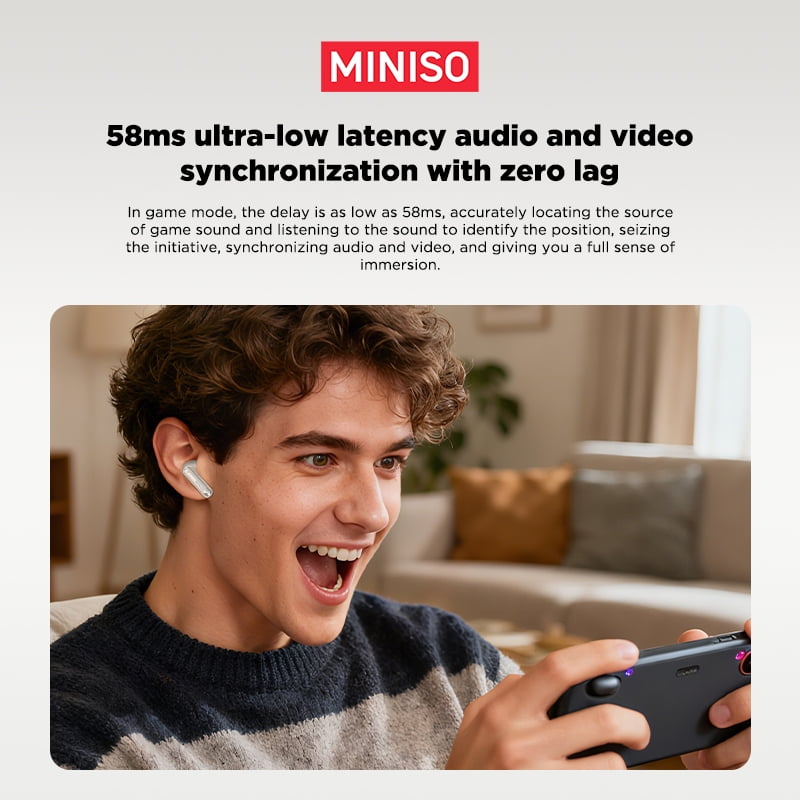 MINISO MS106 Wireless Bluetooth 6.0 In-Ear Earbuds, AI Translator, Noise-Cancelling Headphones, 130+ Languages, 28H,Black