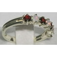 thumbnail image 3 of LBG British Made 10k White Gold Natural Opal & Garnet Womens Eternity Ring - Size 11.25 - 33 size options, 3 of 5