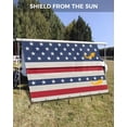 thumbnail image 3 of 4th of July RV Awning Sun Shade Screen 9'X15.3' American Flag Mesh Sunscreen Patriotic Stars Stripes Red White Blue Awning Shade Screen with Zipper UV Blocker Completed Kits for RV Motorhome Camper, 3 of 7