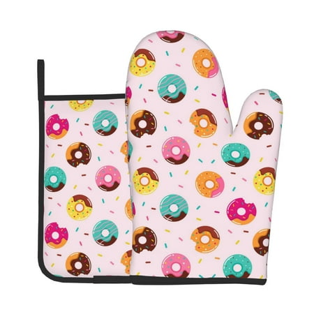 

Gaeub Donut Print Oven Mitts and Pot Holders Sets of 2 Heat Resistant Pad Cooking Gloves for Baking BBQ Home Decor