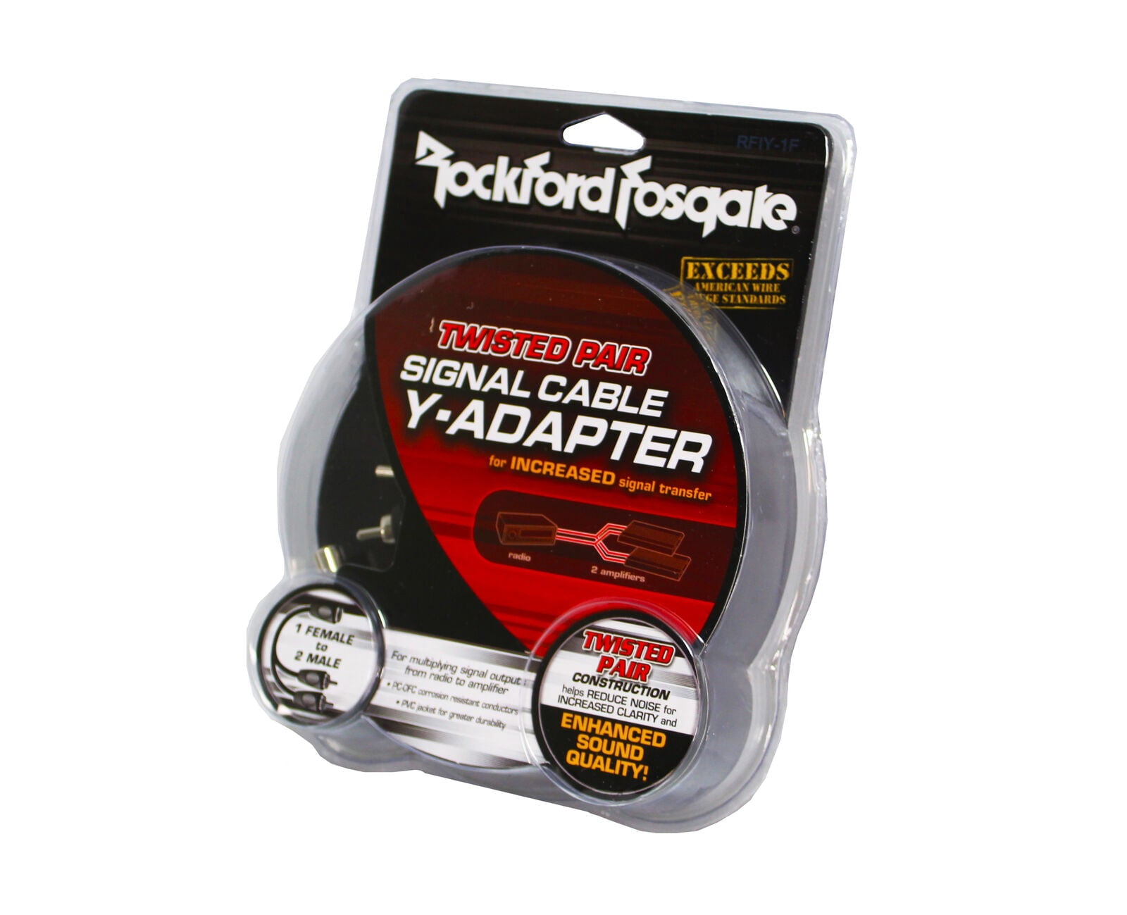 Rockford Fosgate RFIY-1F Twisted Pair Y-Adapter 1 Female To 2 Male