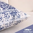 thumbnail image 4 of Boho Room Decor Navy Blue and White Velvet Lumbar Pillow Covers 12x20 Set of 2 Blue Modern Farmhouse Lumbar Pillows for Living Room Couch and Sofa, 4 of 6