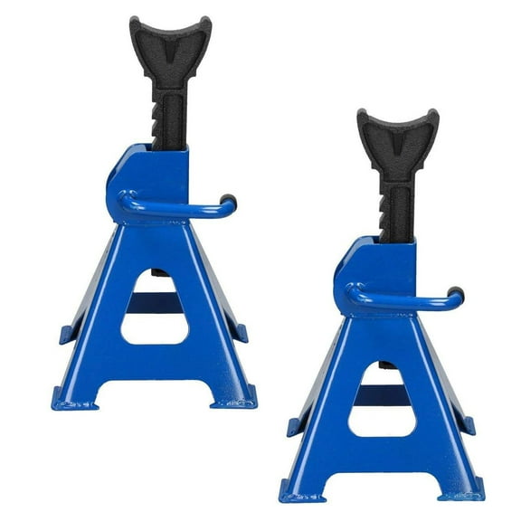 Pack-2 Heavy Duty Axle Jack Stands 3 Tonne Load Capacity, 9 Stages Height Adjustment 290mm to 430mm, for Car Lifting Repair, Easy to Fold