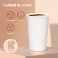 thumbnail image 2 of 120 Vasos para café de Cartón Blanco 16 oz (473 ml) - Vasos Térmicos para Bebidas Calientes - Paquete de 120 Piezas Biodegradables, 2 of 8