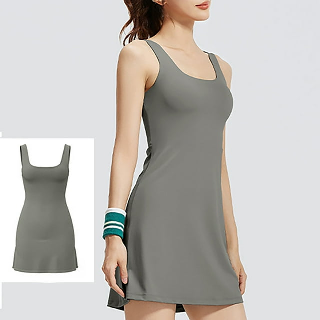Ovzne Robes Grande Taille pour Femmes Rondes Robe de Sport Tennis avec Rembourrage Robe de Yoga Vacances Liquidation