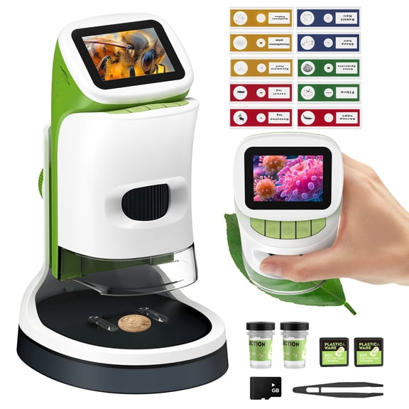 LAKWAR Handheld Microscope for Kids-Digital Microscopes with 2'' Screen Portable Mini Microscope Camera Edu Science Kit Gift for Chirdren Student
