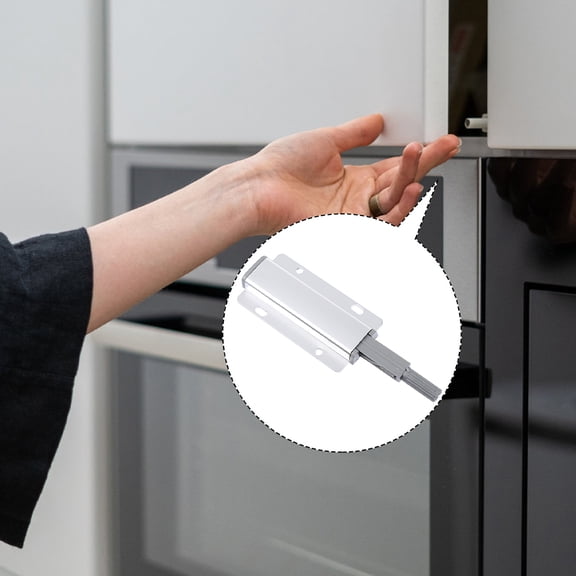 FOMIYES 5-Pack Push to Open Cabinet Door Latch Locks, Plated Aluminum, Home Cabinet Hardware