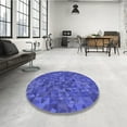 thumbnail image 4 of Ahgly Company Machine Washable Indoor Square Transitional Light Slate Blue Area Rugs, 3' Square, 4 of 7
