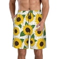 thumbnail image 2 of Uemuo Sunflowers Pattern Men's Swim Trunks Hawaiian Beach Bathing Suit Swimsuits Beach Quick-Dry Shorts with Pockets-Small, 2 of 9