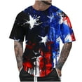 thumbnail image 2 of Zylanna Men's T-Shirts Tee, Short Sleeve America Flag Print Summer V-Neck Fashion Tops for Mens Multicolor, 2 of 5