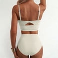 thumbnail image 4 of Women’s Two Piece V Wire Bikini Set with High Waist Bottoms and Adjustable Spaghetti Straps for Beach or Poolwear White S, 4 of 5