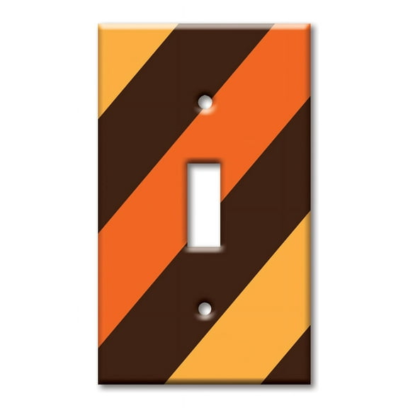 Single Gang Toggle OVERSIZE Wall Plate - Bold Fall Stripes