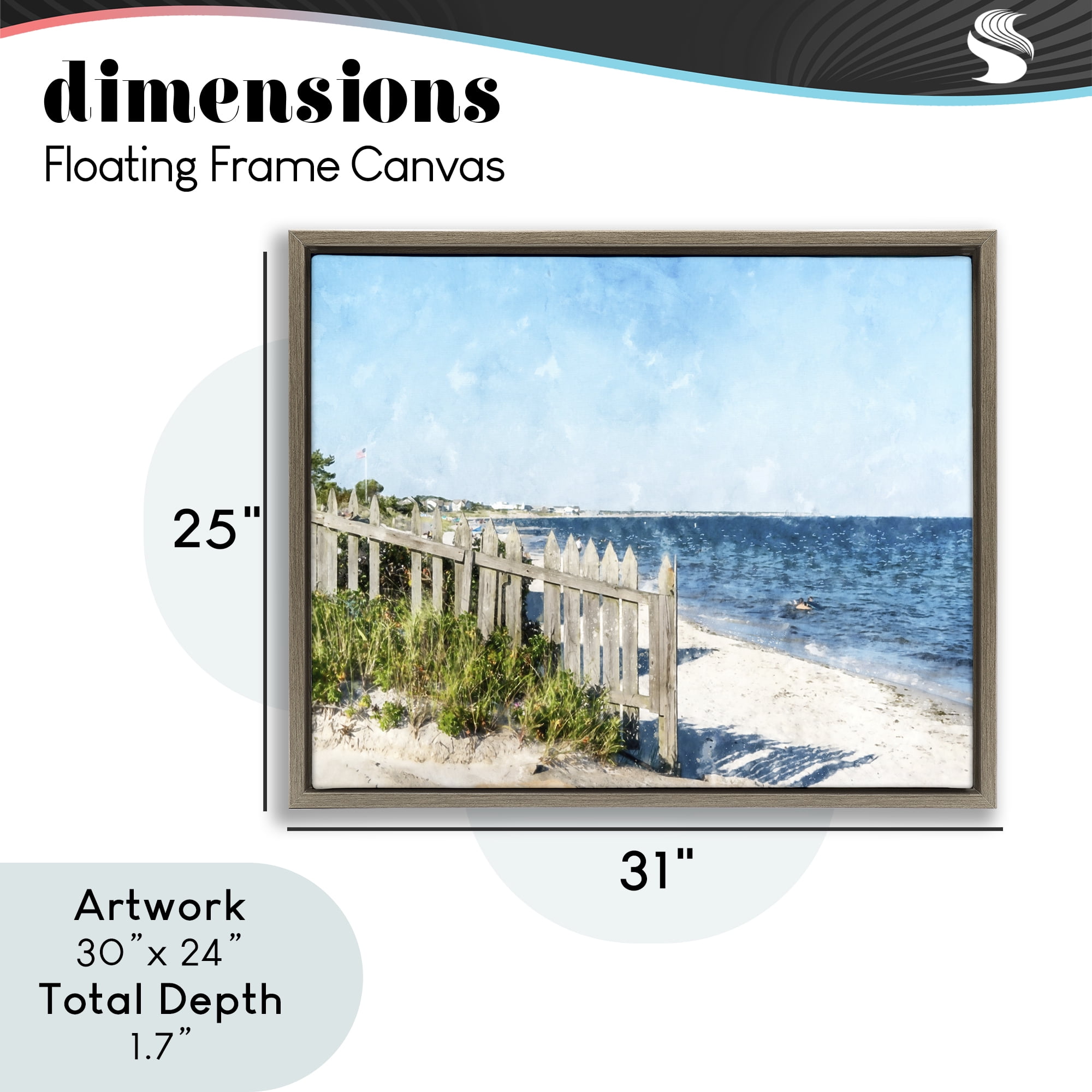 Stupell Industries Beach Pickets View Brown Framed Floater Canvas Wall Art, design by Kim Curinga