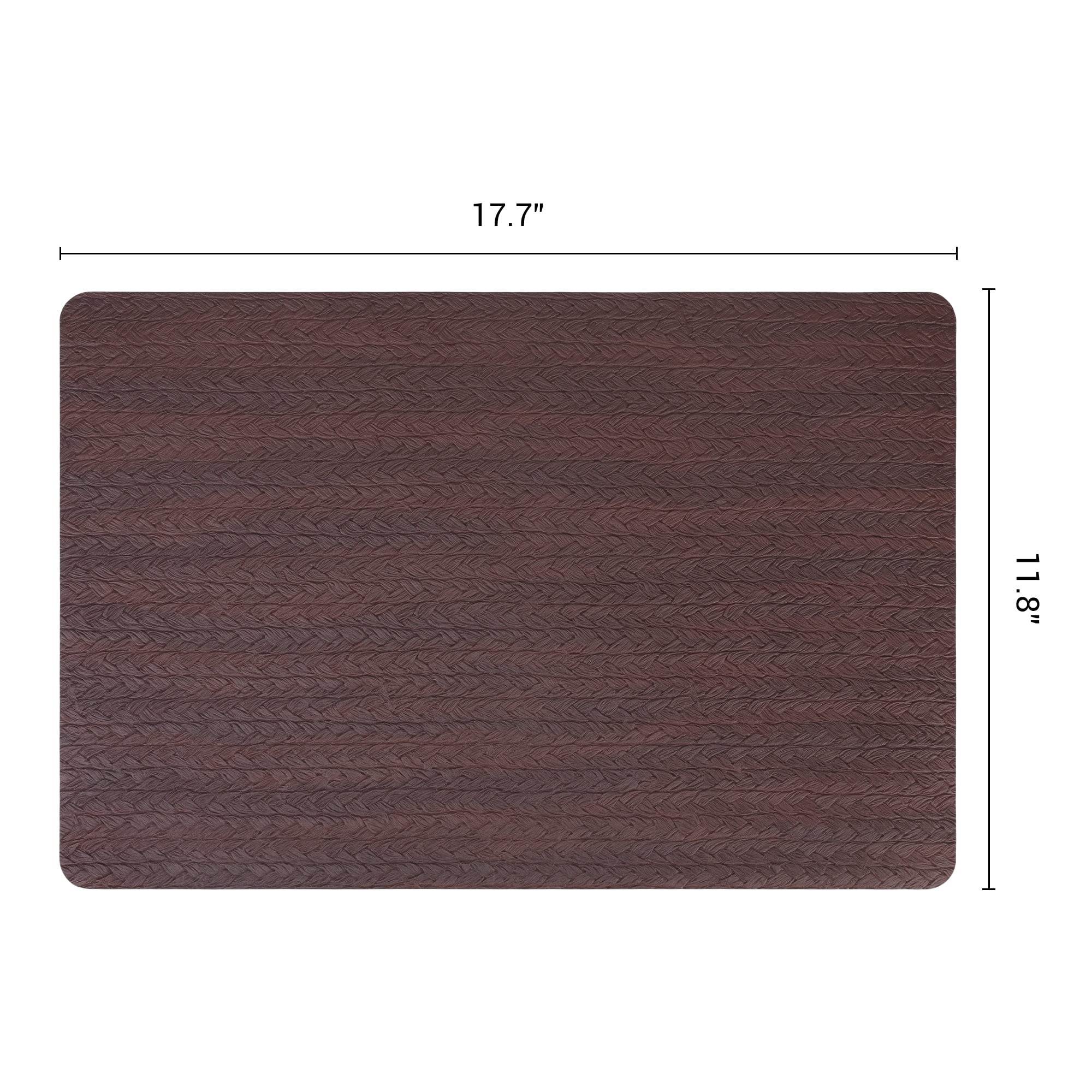 Placemats Set of 6 Leather Placemats for Kitchen Dining Table Decor Table Placemats Imitation Weaving Table Mat Brown 17.7*11.8inch