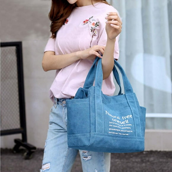 Women's Canvas Tote Bag , Trendy Letter Print Shoulder Bag for Casual & Travel | Spacious & Stylish
