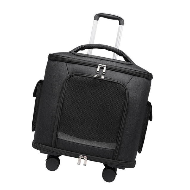 Almencla Cat Carrier Breathable Pet Rolling Carrier for Small Dogs Large Cats Outdoor Black