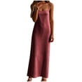thumbnail image 4 of Ygbgbb Women's Washed Crinkle Cami Maxi Dress, Solid Color Sleeveless Spaghetti Strap Beach Sundress with Loose Fit Wine M, 4 of 9