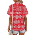thumbnail image 5 of Womens Button Down Shirts Oversized Short Sleeve Floral Printed Blouses Casual Work Tops Drop Shoulder Outfit Clothes White Button Up Shirt Women, 5 of 6