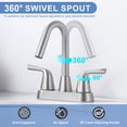 thumbnail image 2 of Wowow 4 in. Centerset Double Handle High Arc Bathroom Faucet with Drain Kit Included in Brushed Nickel, 2 of 8