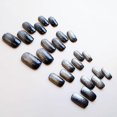 Cat Eye Press on Nails Medium Square Fake Nails Black Silver False