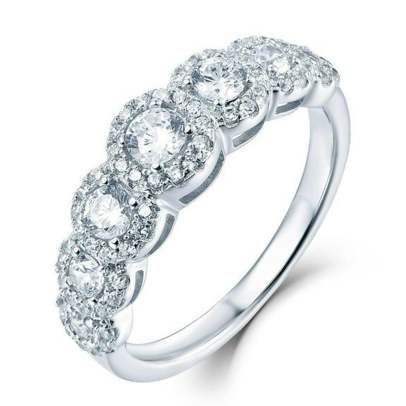 Forever Jewels 3.50Ct Round Cut Moissanite Womens Wedding Band 14K White Gold Plated