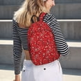 thumbnail image 5 of Disketp Red Paisley Floral print Canvas Backpack Lightweight Travel Daypack Student Rucksack Laptop Backpack-Medium, 5 of 5