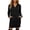 Black, variant on Women's V Neck Long Sleeve Mini Hooded Dress Dual Side Patch Pockets Loose Fit Soft Jersey Loungewear Casual Sweatshirt Dress