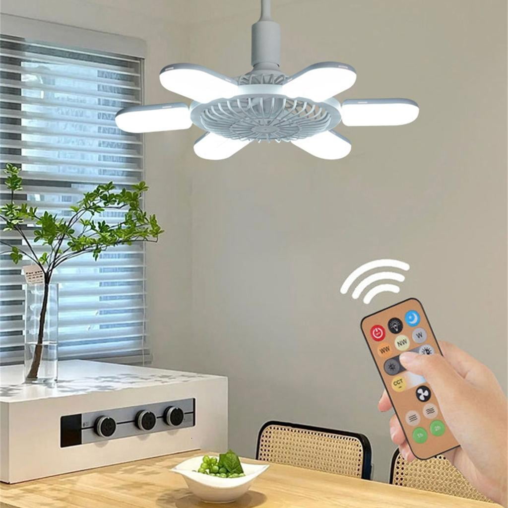 WE-POLUJ Ceiling Fan LED Ceiling Garage Light Workshop Lighting Plastic Texture Fan Light