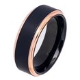 thumbnail image 2 of Men Women 8MM Comfort Fit Titanium Wedding Band Black Brushed Rose Tone Step Edge Titanium Ring (Size 7 to 15), 2 of 4