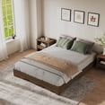 thumbnail image 3 of Minimalist Wave Edge Wood Platform Bed Frame – Sturdy Slat Support, Noise-Free, Easy Assembly, No Box Spring – Twin Size, Walnut, 3 of 8